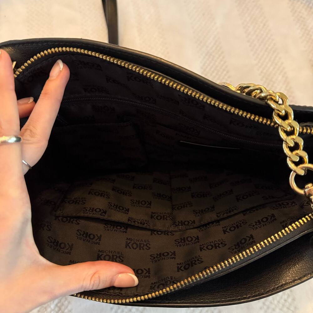 michael kors black gold crossbody purse - Picture 2 of 5